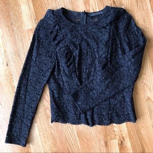 medium zara lace blouse, black